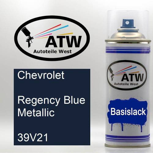 Chevrolet, Regency Blue Metallic, 39V21: 400ml Sprühdose, von ATW Autoteile West.